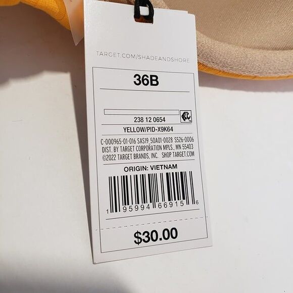 NEW Shade & Shore Mustard Yellow Twisted V Bikini Top womens 36B Swim - Picture 7 of 8